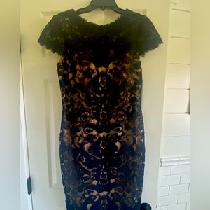 Tadashi Shoji Dress dark navy/Tan Lace Size 10